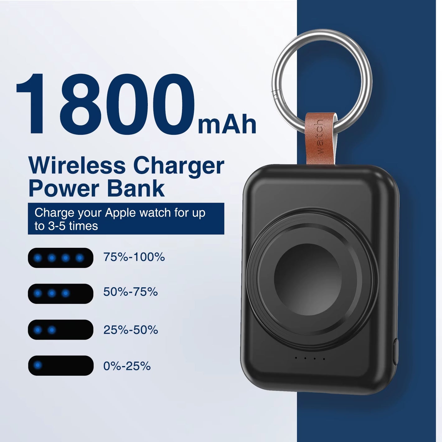 Mini Magnetic Wireless Power Bank 1800Mah for Samsung & Apple Watch Portable Charging Solution for Smartwatch