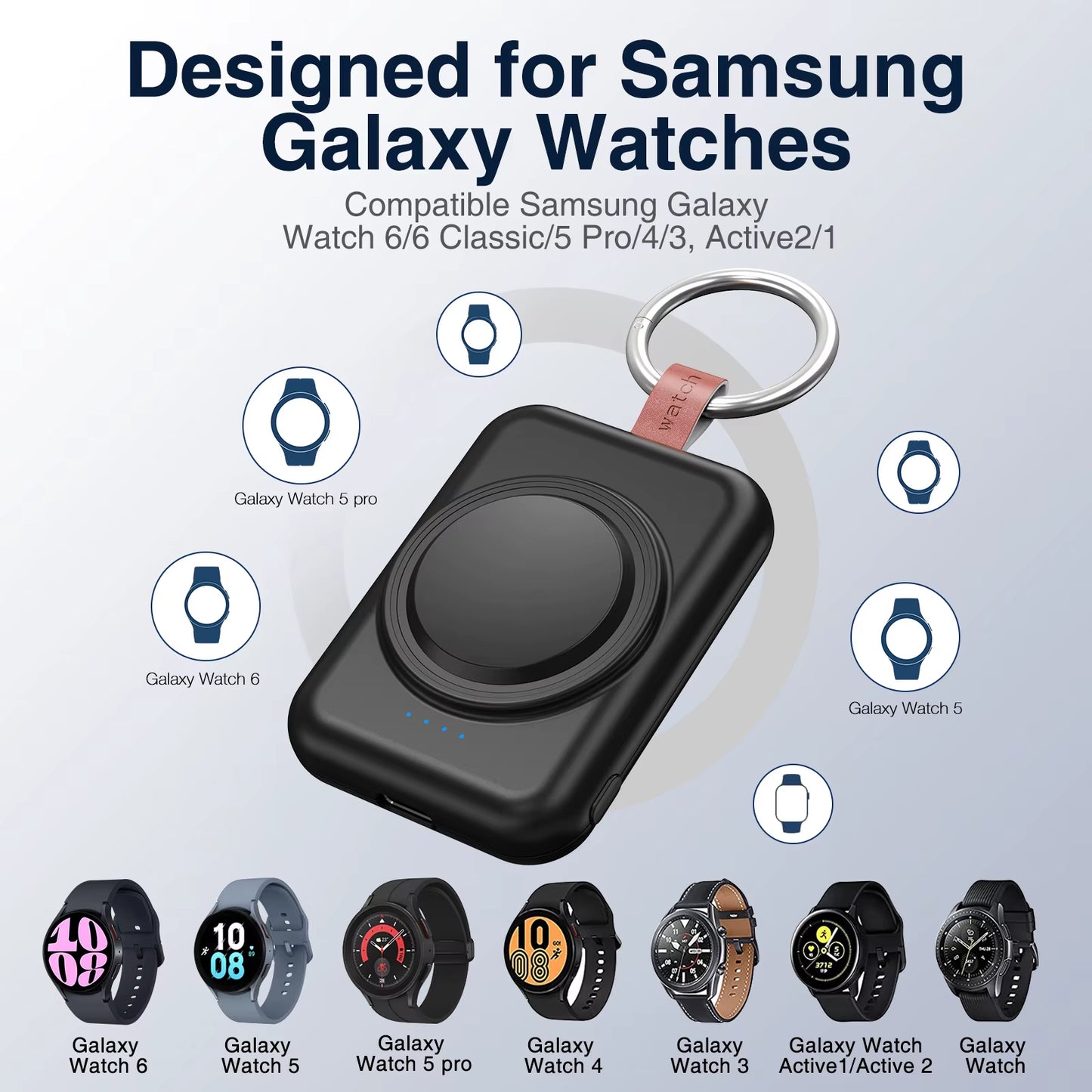 Mini Magnetic Wireless Power Bank 1800Mah for Samsung & Apple Watch Portable Charging Solution for Smartwatch